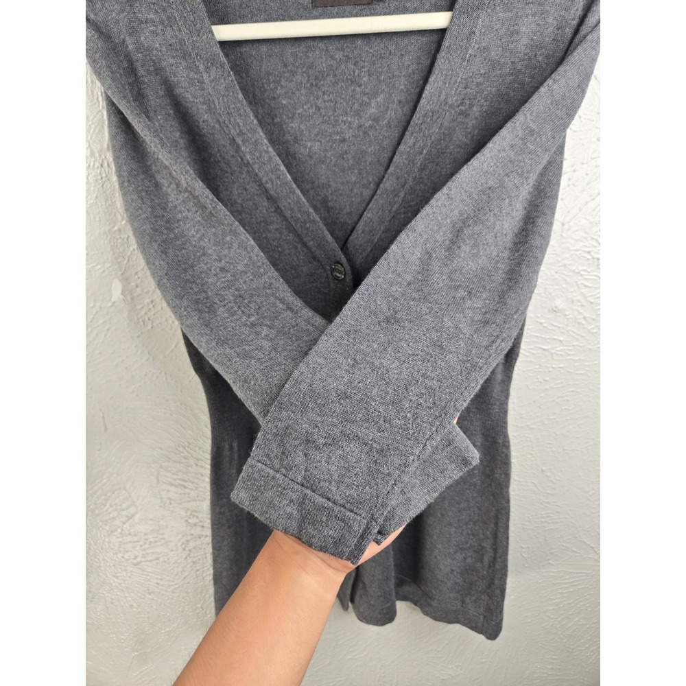 The Limited Deep V Button Cardigan Sweater S Gray Knit 3/4 Sleeve Fitted Y2k Top - Picture 6 of 9